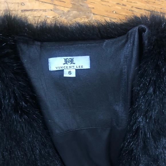 VINCENT LEE CUSTOM MADE FAUX LEATHER & FUR COAT - Picture 5 of 10